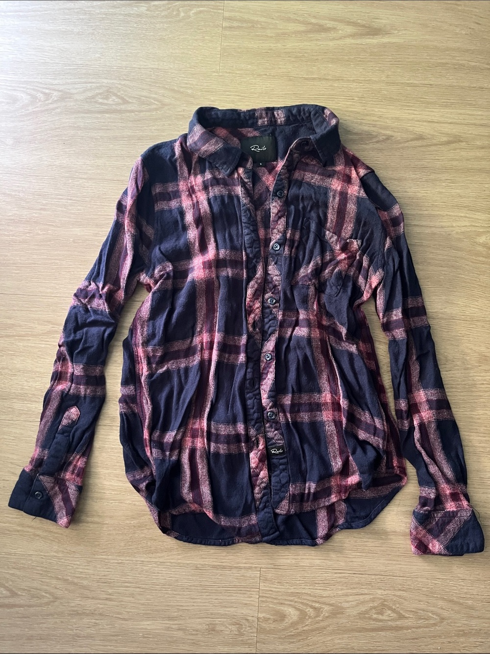 Rails Women’s Navy and Pink Plaid Button-Down Shirt
